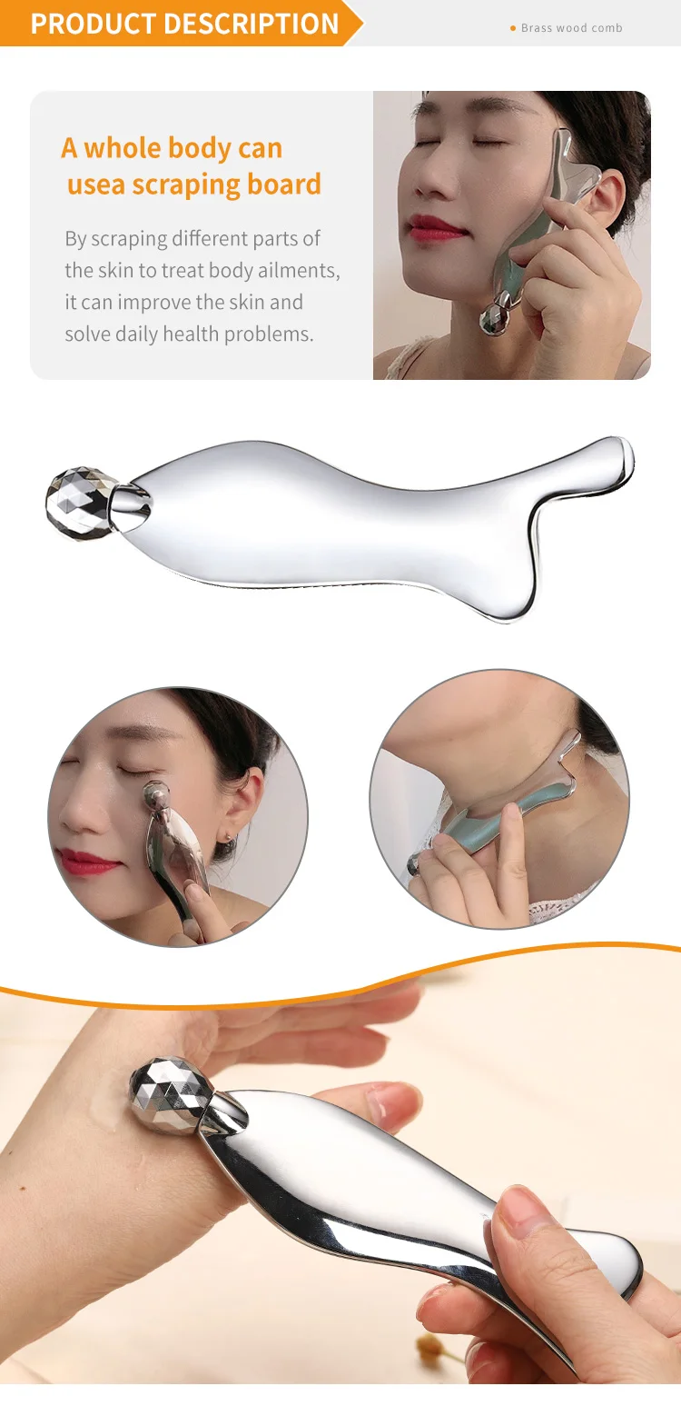 Eye Massage Roller Fish Scraping Muscle Gua Sha Stainless Steel Guasha Board