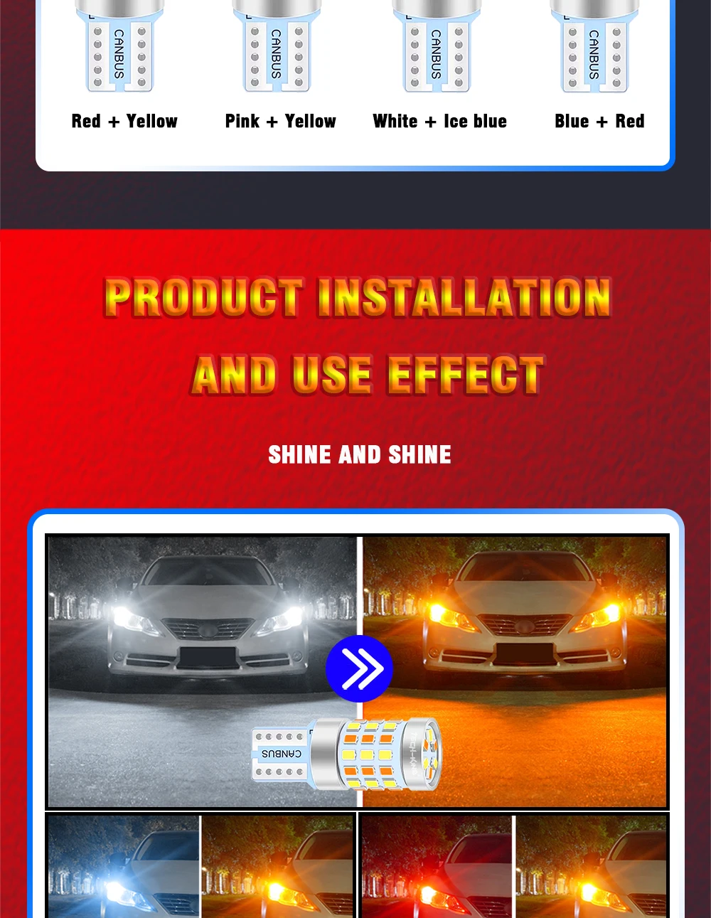 TECH-KING Two-tone T10 W5W 194 168 501 2016 42SMD Light Car LED Bulbs 12V LED Bulb Lights 9-80v Universal CanBus Width Light