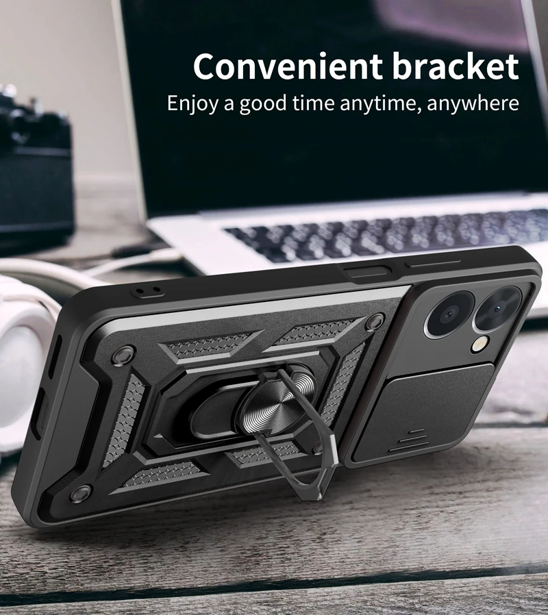 Shockproof Slide Camera ProtectiveMagnetic Metal Ring Armor Phone Case for OPPO Realme 10 4G 9i 8i C21Y C25Y