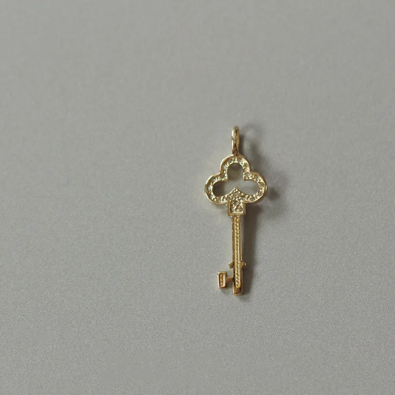Rainbowking Minimalist Customised 14k Key Diamond Jewelry Sets Gold Pendant 925 Silver Jewelry Necklace Collana Gioielli