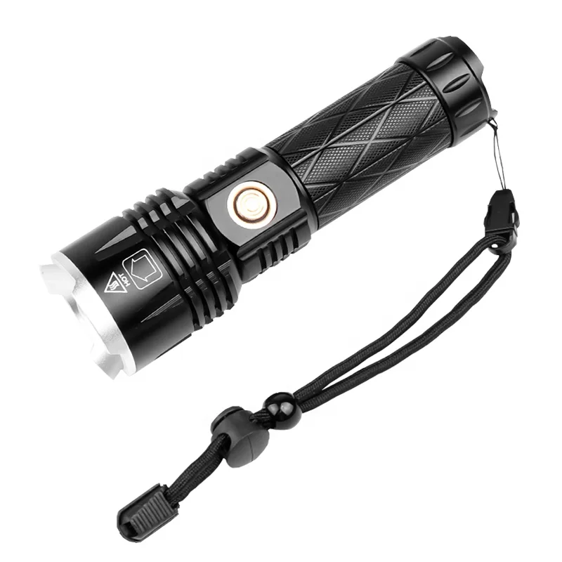 XHP90 LED Zoom Flashlight - 1800lm Rechargeable Camping Light