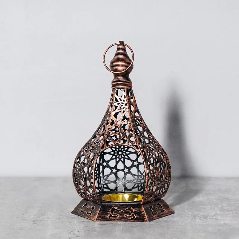 Moroccan-Style Religious Candle Lantern Unique Ethnic Metal Candle Holder for Christmas Home Decoration Spiritual Homes