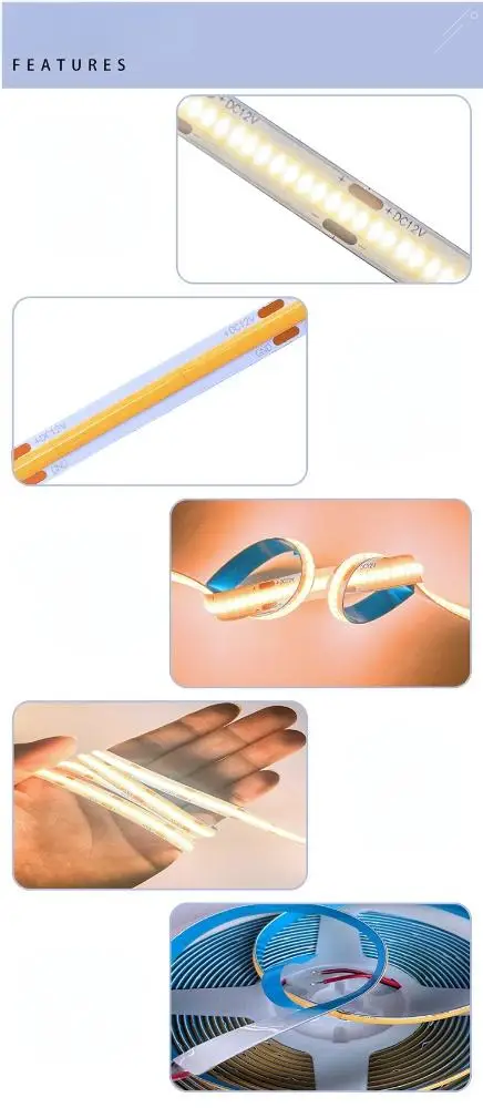 COB LED Strip Lights DC 12v/24v Flexible LED Tape Light for Bedroom, Kitchen Cabinets, Living Room, for DIY Home Decoration