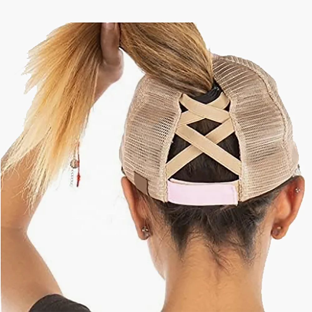 Women Ladies High Custom Sports Spandex X Cross Crisscross Pony Tail