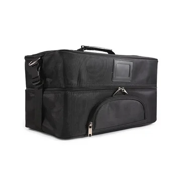Black Nylon Big Capacity Nails Polish Bag Professional Cosmetics Bag Portable Makeup Vanity Bag with Trays Customized Fashion