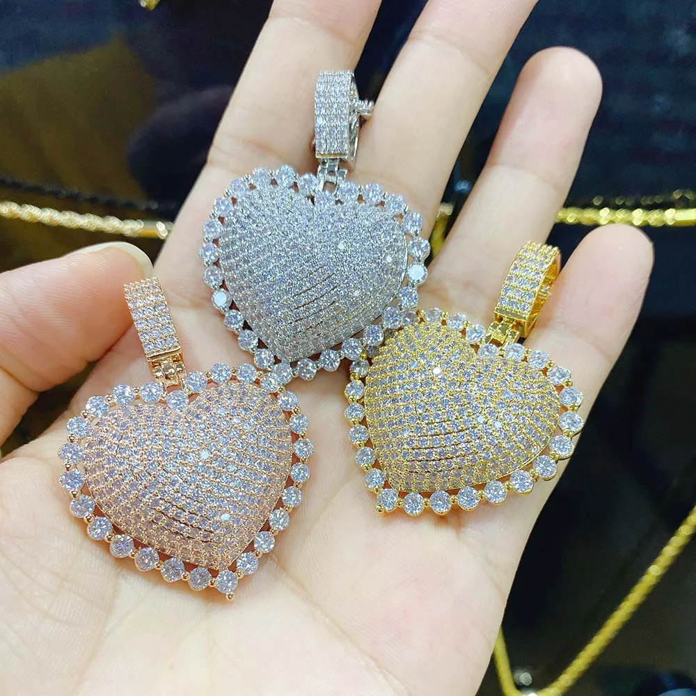 RQ New Heart Pendant Necklace - High Quality Iced Out Jewelry