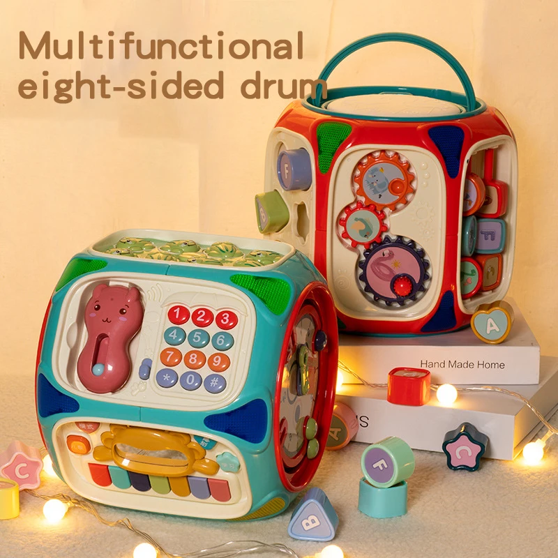 Early Funny Educational Enlightenment Multifunction Octahedron Musical Instrument Play Learning Games Sale Baby Toys Plastic