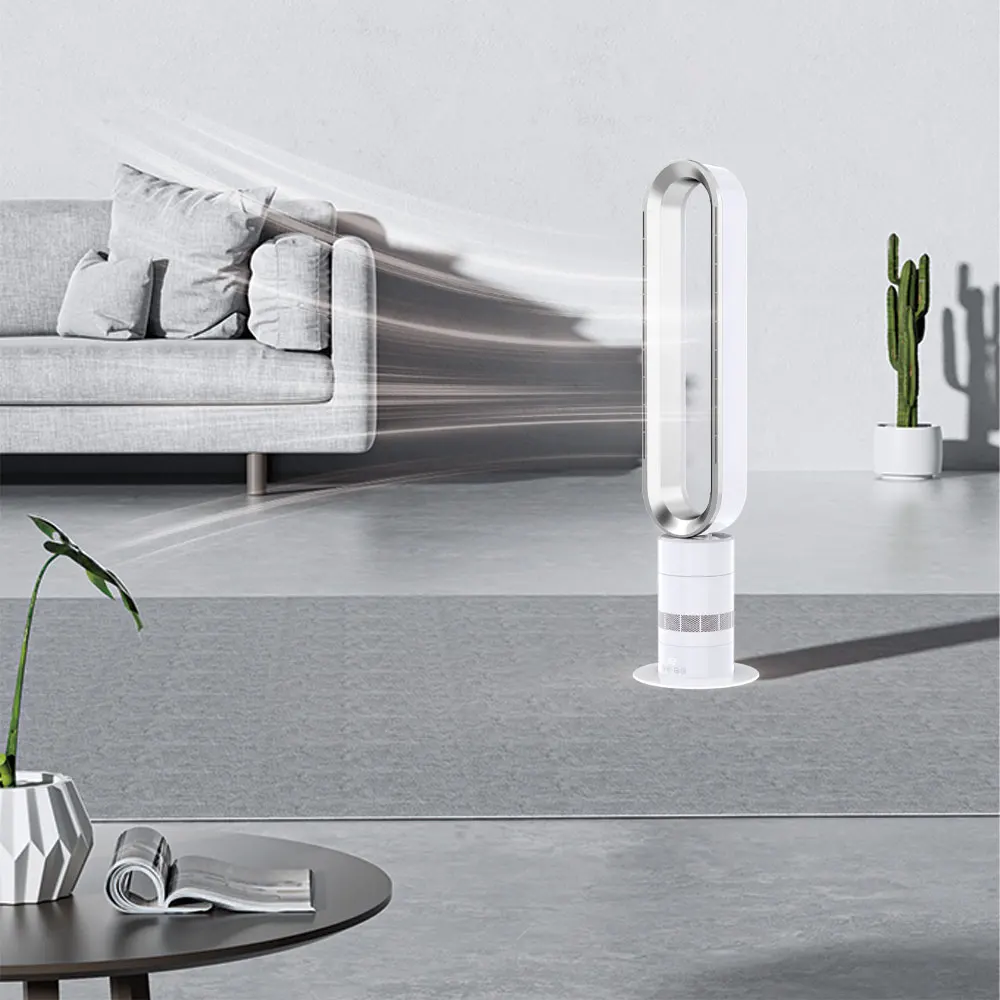 H601 97cm Floor Standing Bladeless Oscillating Fan Remote Control ABS Plastic ROHS Certified 220V Class a Energy Hotel Use