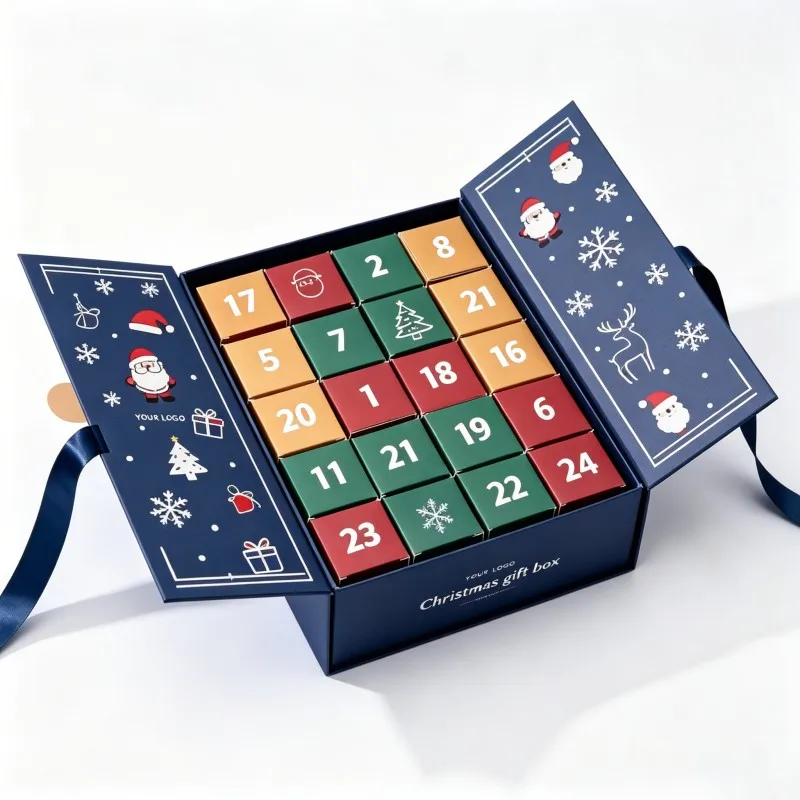 Digital Printing na Maaaring I-customize na Christmas Advent Calendar na Kahon, Wholesale, Luho na Surprise Blind Box para sa Pasko, Matigas na Cardboard na Kahon