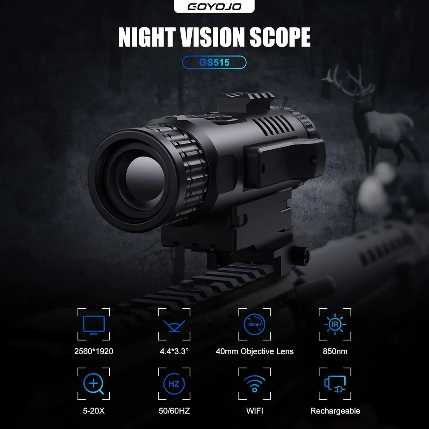 GOYOJO GS515 Digital Night Vision Scope - 5-20X Zoom HD