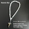 Gold Jesus+Silver cross -White beads