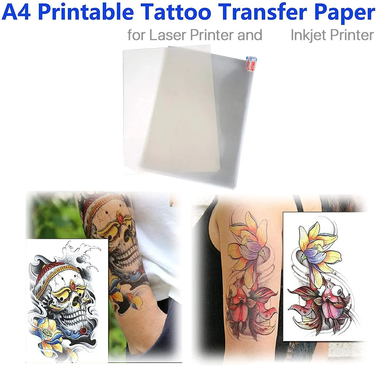 Premium Printable Blank Temporary Tattoo Paper For Inkjet And Laser Printer Transfer Sheet For