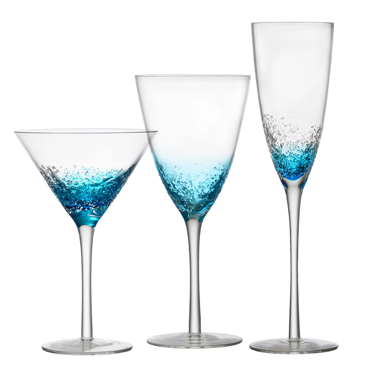 Samyo Custom Unique Gradient Blue Colored Highball Water Glass Drinking Glasses Cup for Gift