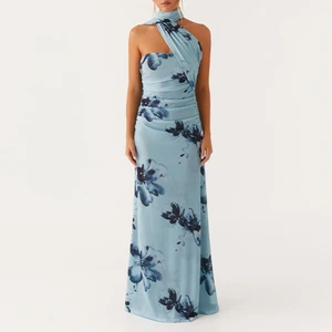 2025 Summer Elegant Printed Ribbon Long Dress Lady Party Evening Robes Women Strapless Sleeveless Backless Slim Straight Dresses
