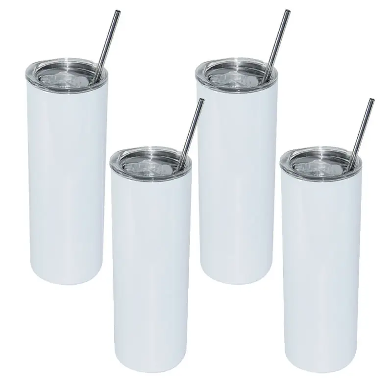USA 20oz Stainless Steel Insulated Tumbler with Lid China Ca Warehouse  White Skinny Straight Sublimation Blank 20 oz Straw Mugs