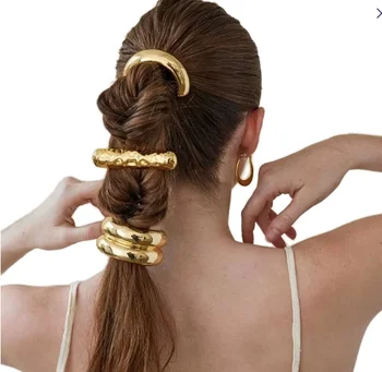 Luxury Women's High-End Hair Ties European American Hot Style Alloy Ponytail Headband with High Stretch Fashion Accessory