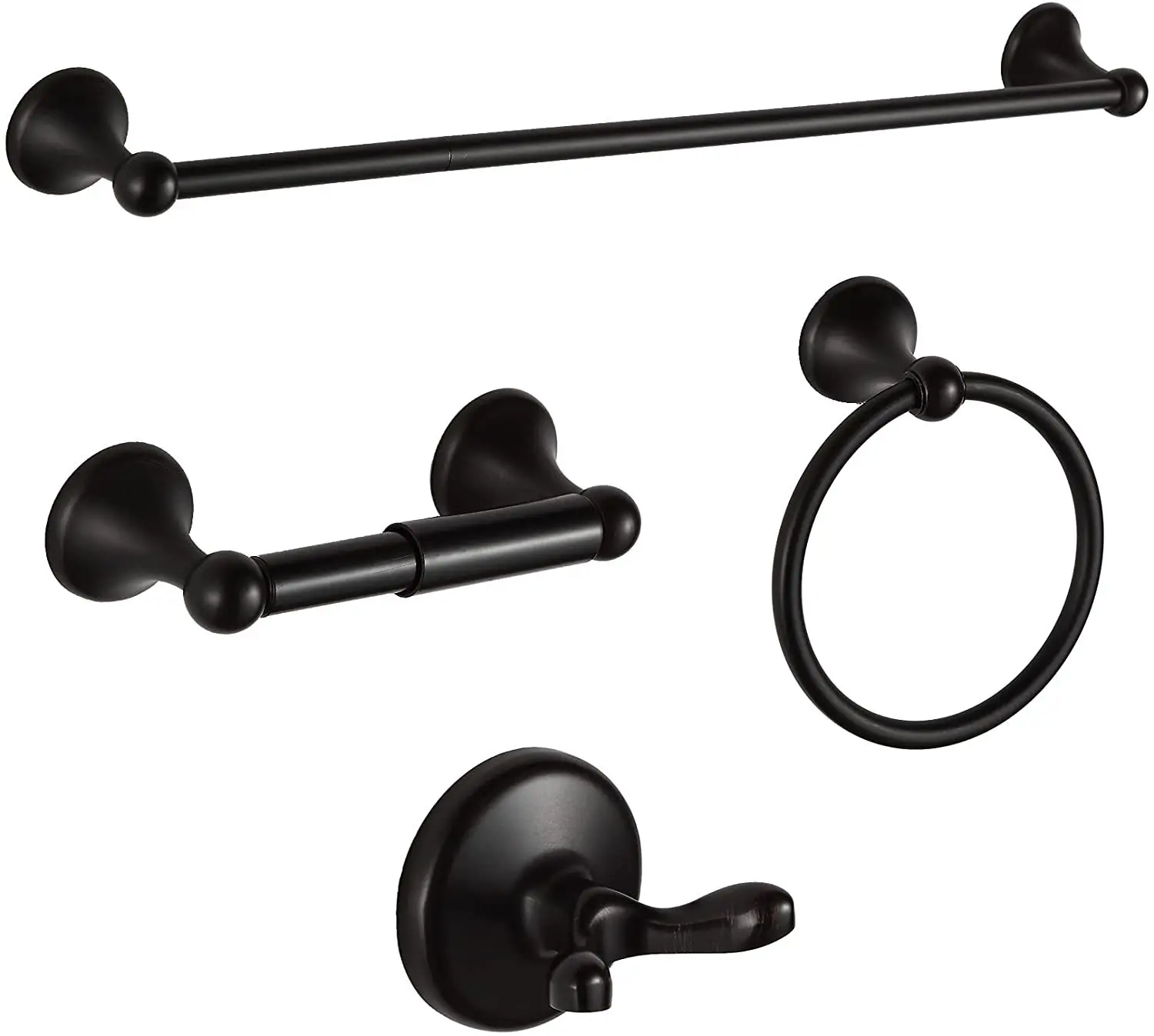 Wall Mounted Black Bath Hardware Set For Shower Room Stainless Steel