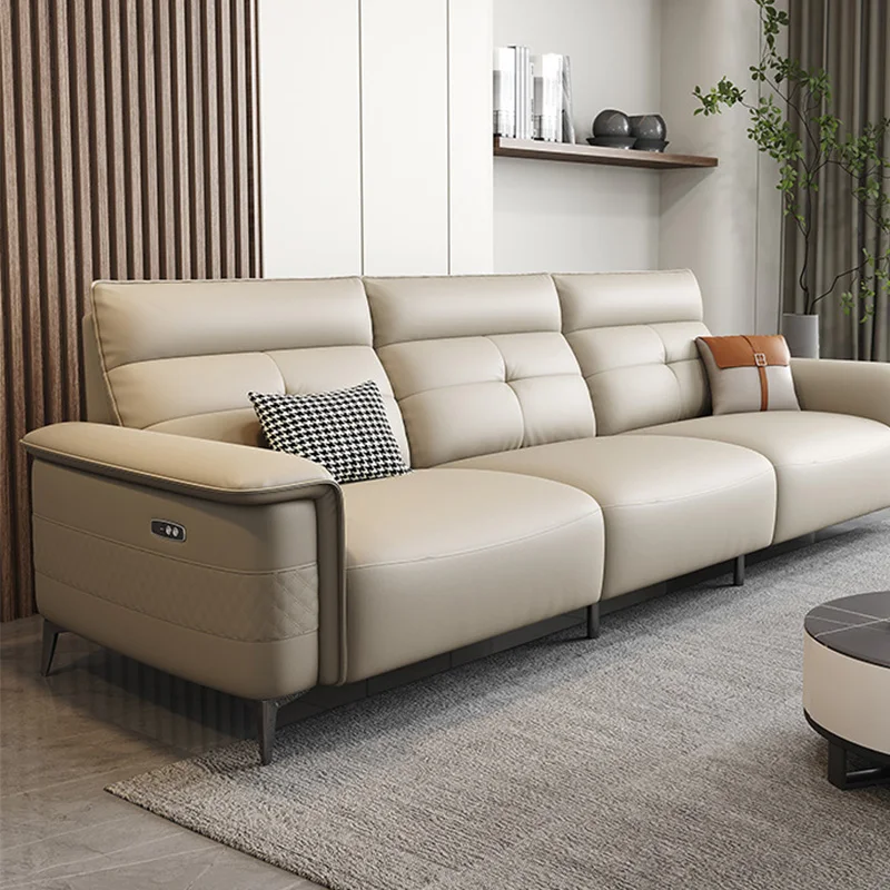 Первоклассная итальянская кабина из натуральной кожи, современный простой дизайн, многофункциональные секционные откидные диваны из микроволокна