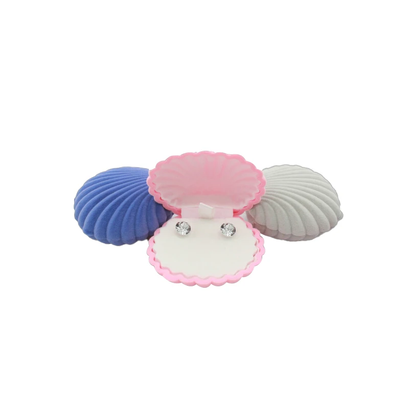 Tongxing Shell Shape Storage Box Lovely Velvet Display Wedding Engagement Ring Earrings Necklace Bracelet Jewelry Gift Holder