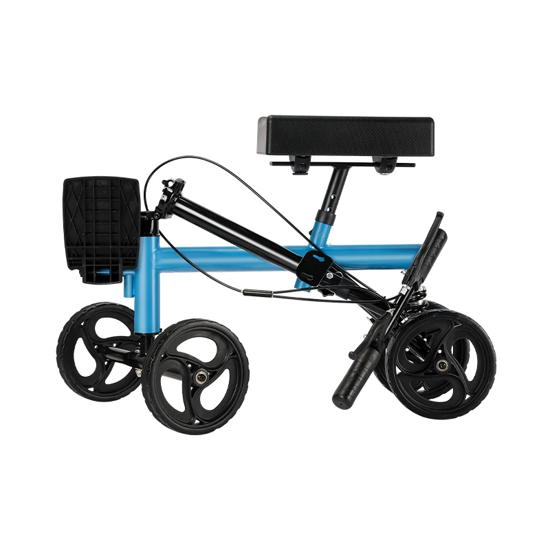 Rehabilitation Standing Walker & Rollator with Scooter Wheel Walking Aids Equipment for Broken Leg & Knee Injury