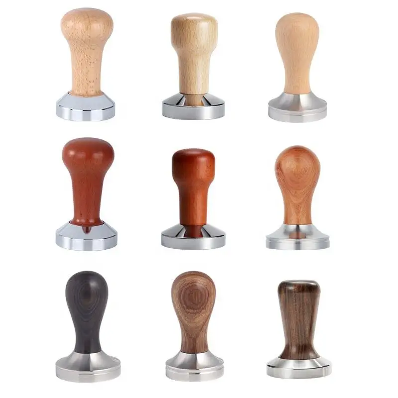 Custom Logo 51 53 58mm Espresso Elastic Force Coffee Tamper Calibrated Coffee Tamper Tool with Spring Loaded Hand Tamper details