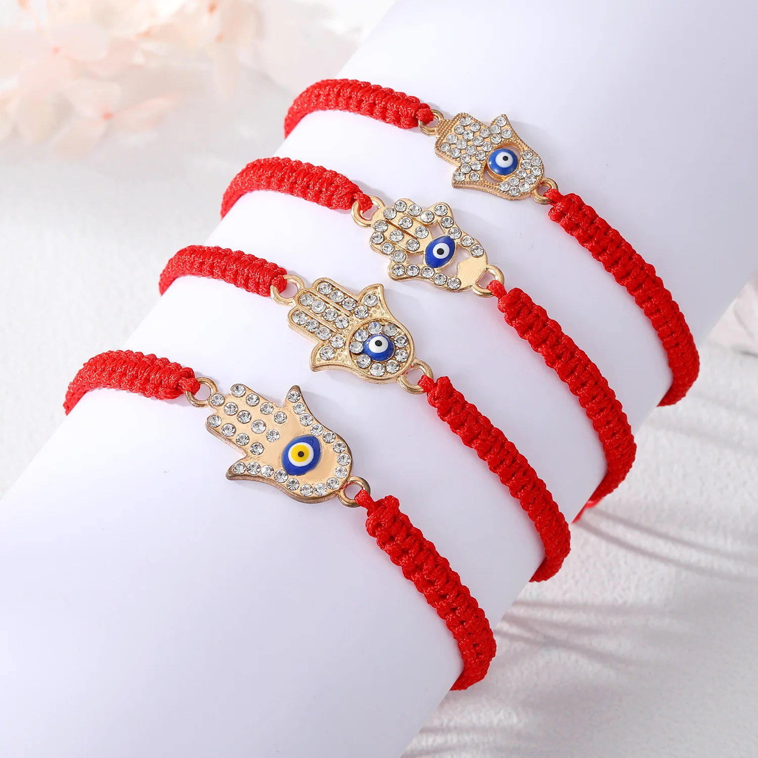 Lucky Adjustable Men's for Bracelet Thick Red String with Evil Eye Custom Woven Turkish Blue Eye for Couple Friendship or Gift