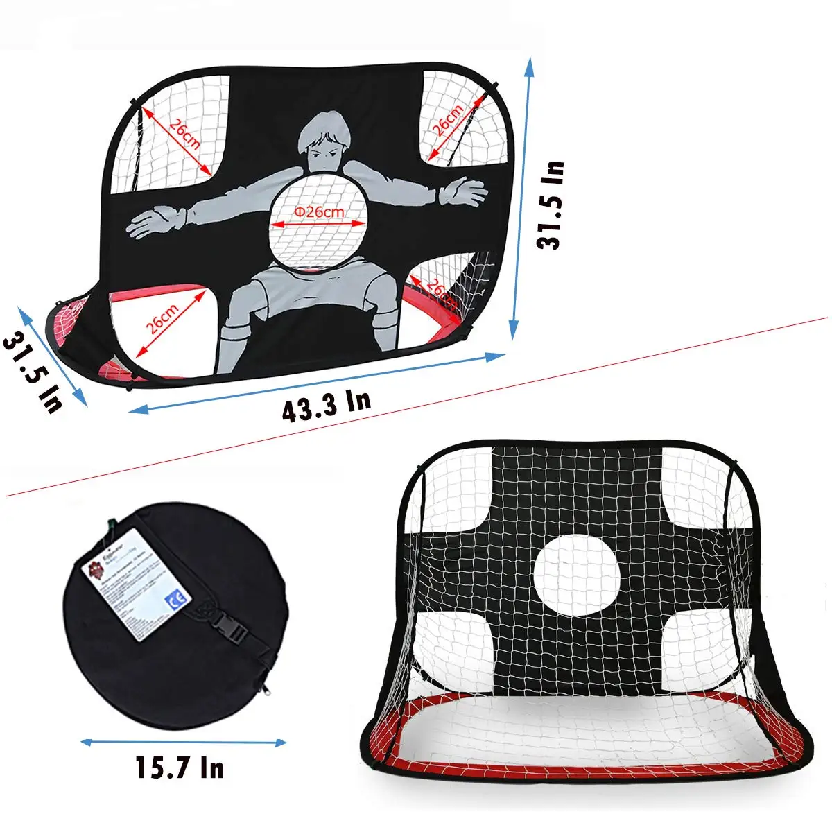 Customized Foldable  Football Soccer goal with Shooting Target for Children