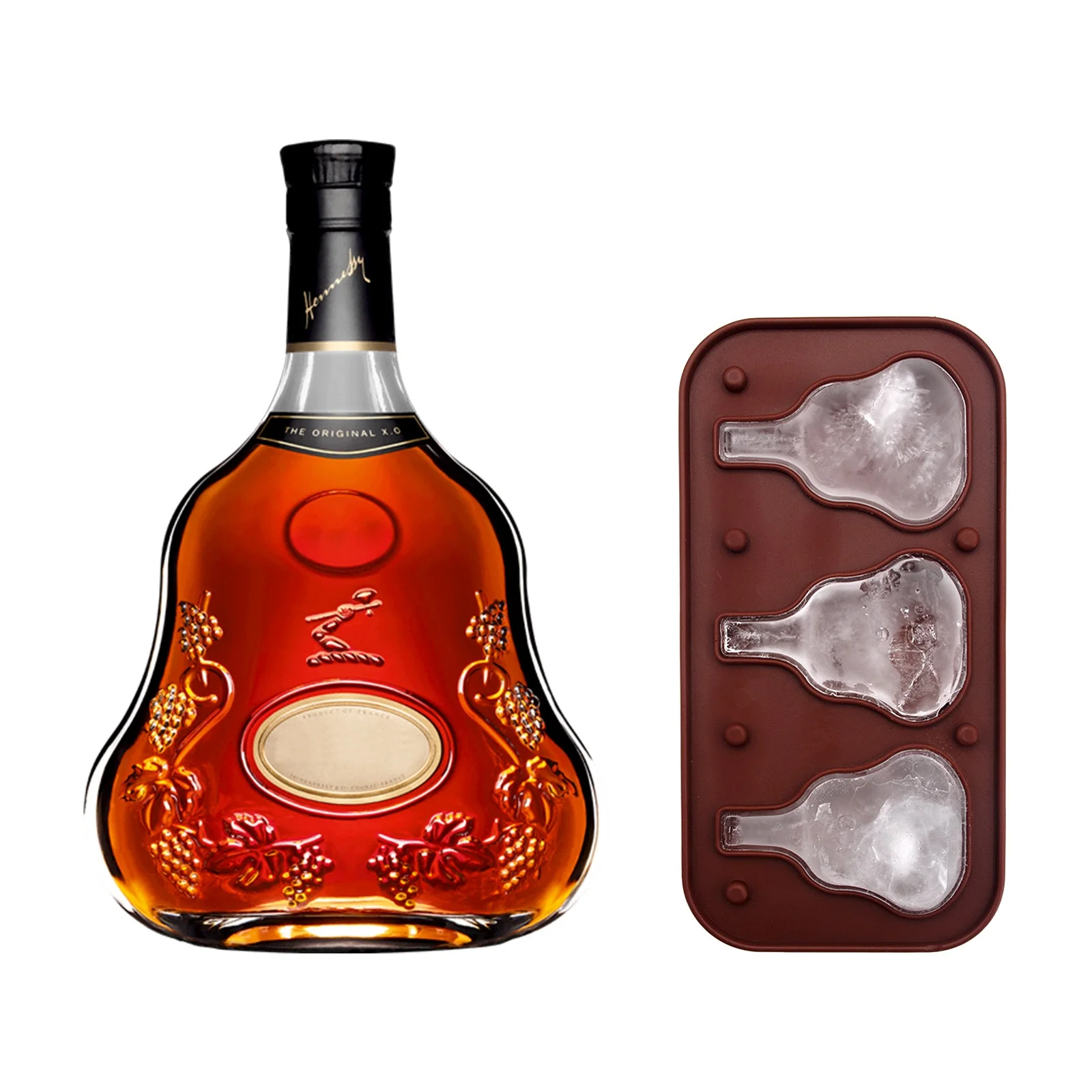 Silicone Ice Cube Mold, Whiskey Bottle Shaped Ice Tray Food-Grade Reusable Ice Mould for Cocktail Drinks, BPA Free Bar Accessory details