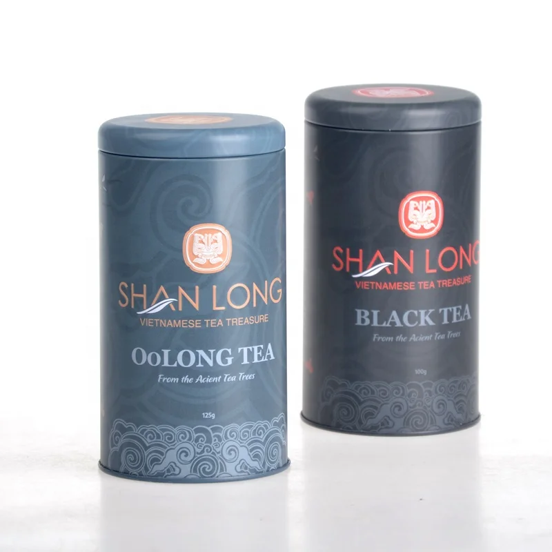 Индивидуальная Квадратная Металлическая китайская жестяная коробка для чая, черная круглая подарочная банка для чая, жестяная банка