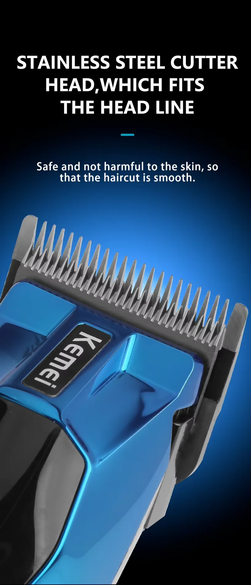 KM-8559 rapide détachable batterie tondeuse à cheveux rasoir électrique avec compartiment de charge de la batterie