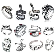 New Arrived Cute Frog Snake Kitty Lucky Face Adjustable Rings Hippie Inspired Classic Style Stainless Steel for Engagement Party