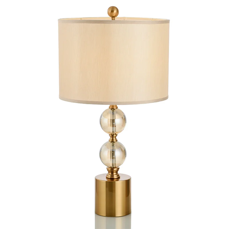 Modern Crystal Table Lamp With Fabric Shade For Living Room Bedroom And Hotel Decoration