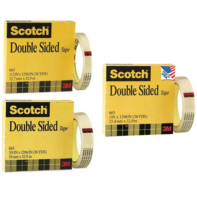 3M Scotch Double Sided Tape, 3 Core, 1/2 x 1296 - 2 pack
