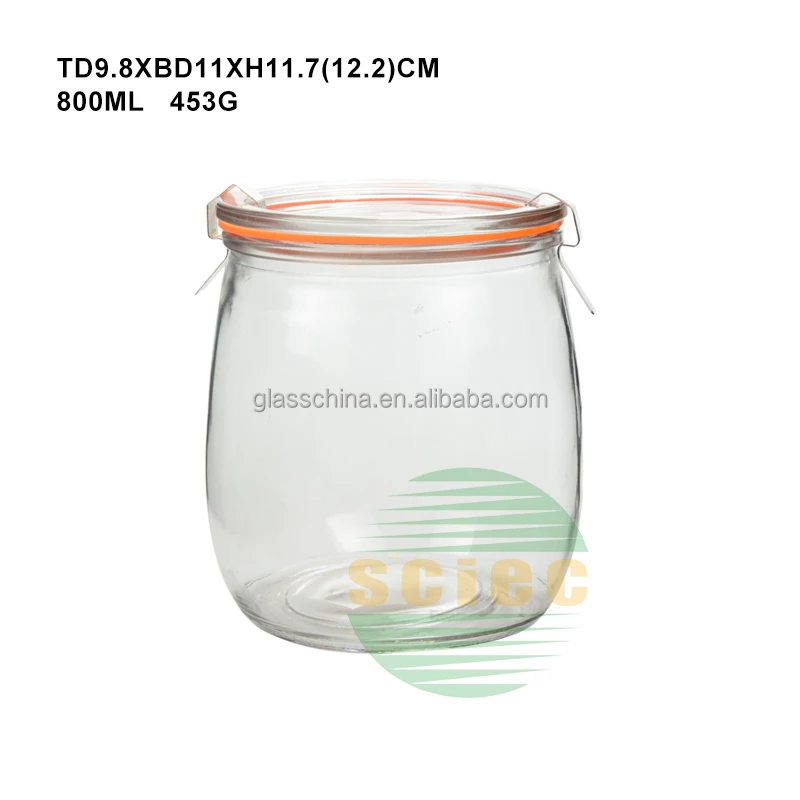 Wholesale Strawberry Lid Weck Canning Jars With Clip Lid Glass Weck Jar