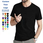 Plain High Quality Men's Blank 50% Cotton Polyester O-neck T-shirt Printing Plus Size Plain Custom Logo Printed Black Unisex Tshirts
