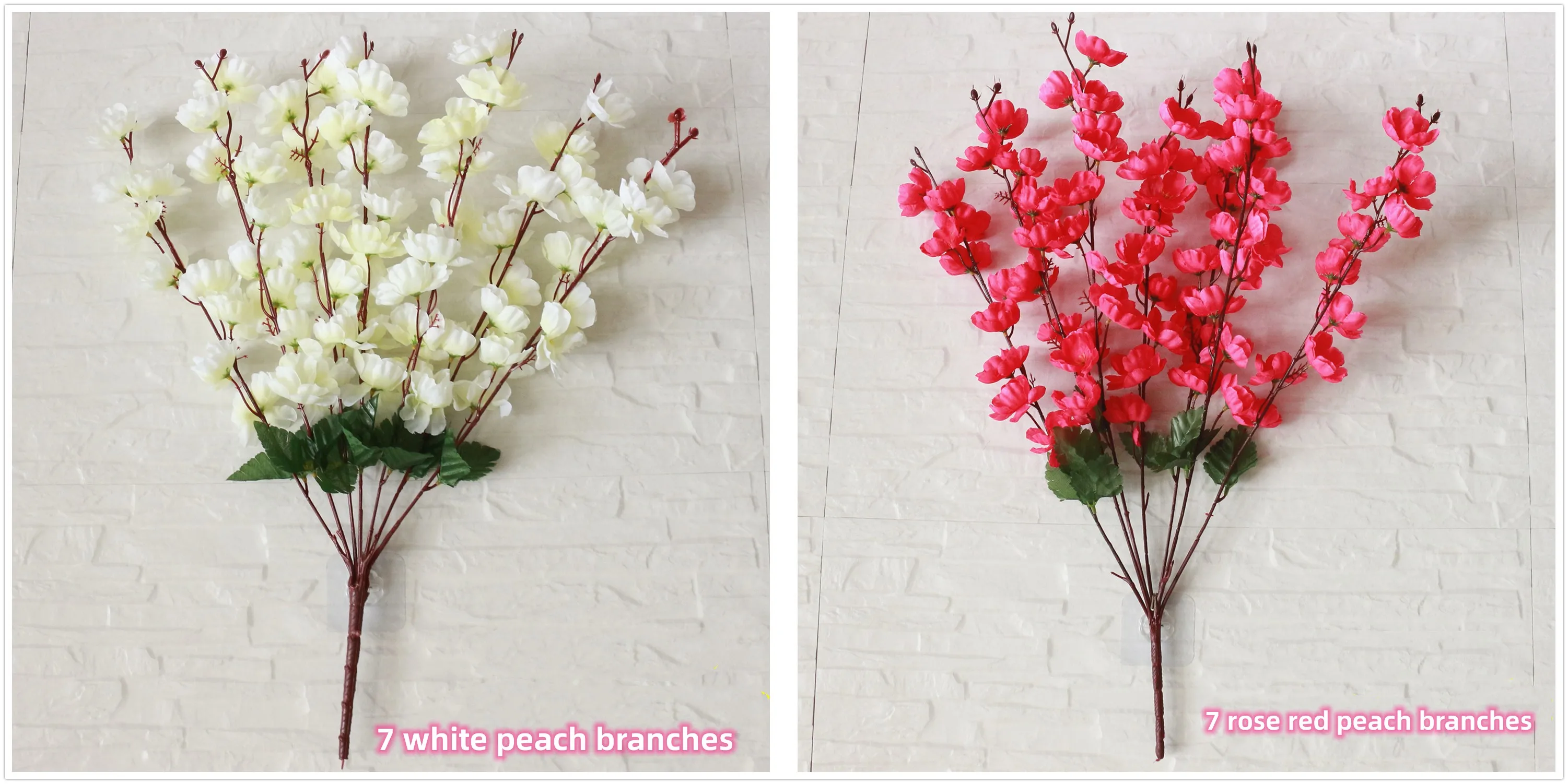 Artificial Cherry Blossom Flower Branches Faux Silk Peach Blossom For