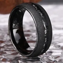 New Tungsten Carbide Ring Dome 8mm Sandblasted Copper Slag Inlay Black Brushed Wedding Engagement Bands Fashionable Jewelry Gift