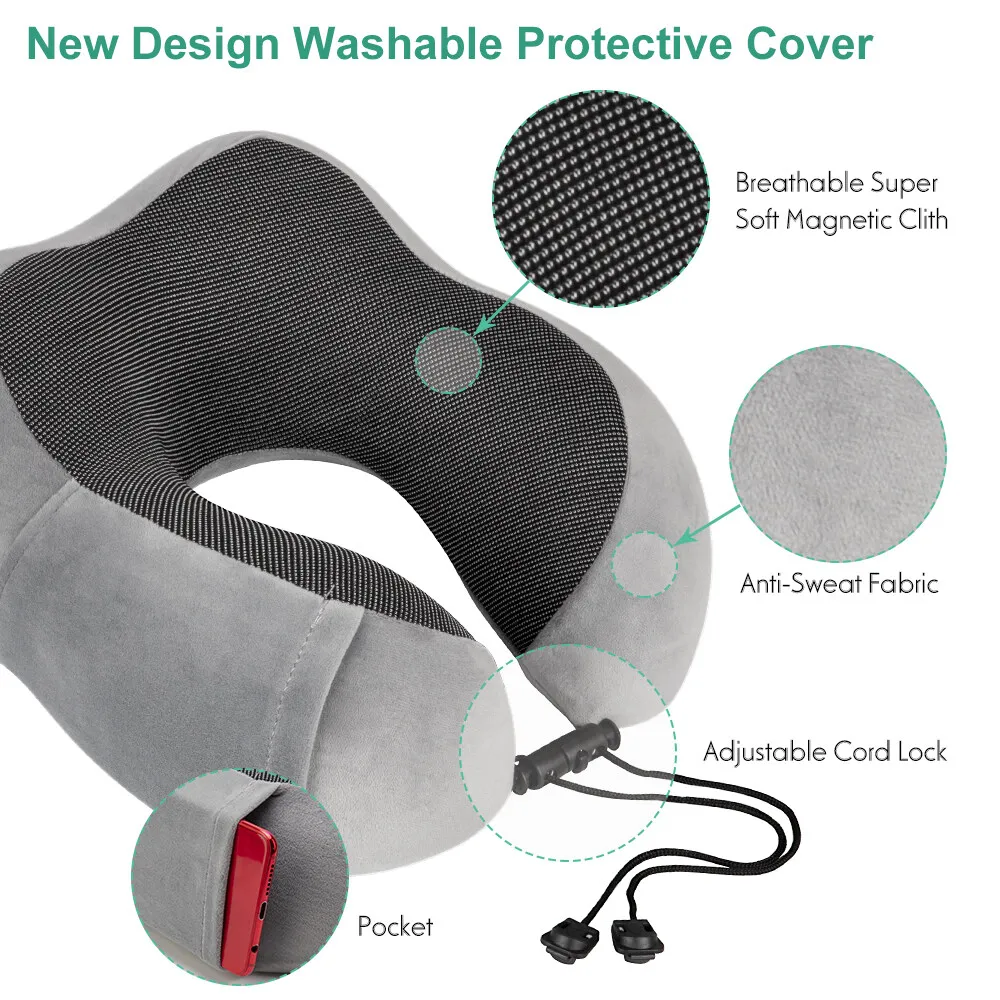 Car Neck Rest Cushion Cooling Set Eye Mask 3 In 1 U Shape Memory Foam ...