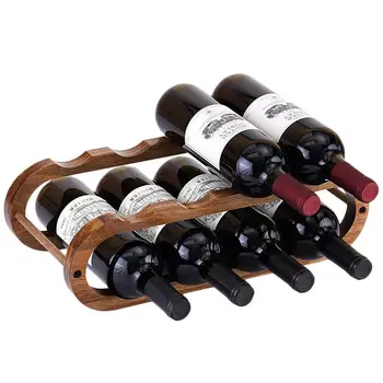 Double-layer Retro-colored Wooden Wine Bottle Display and Storage Rack Portable Home Storage Item Restaurant Wine Display Rack