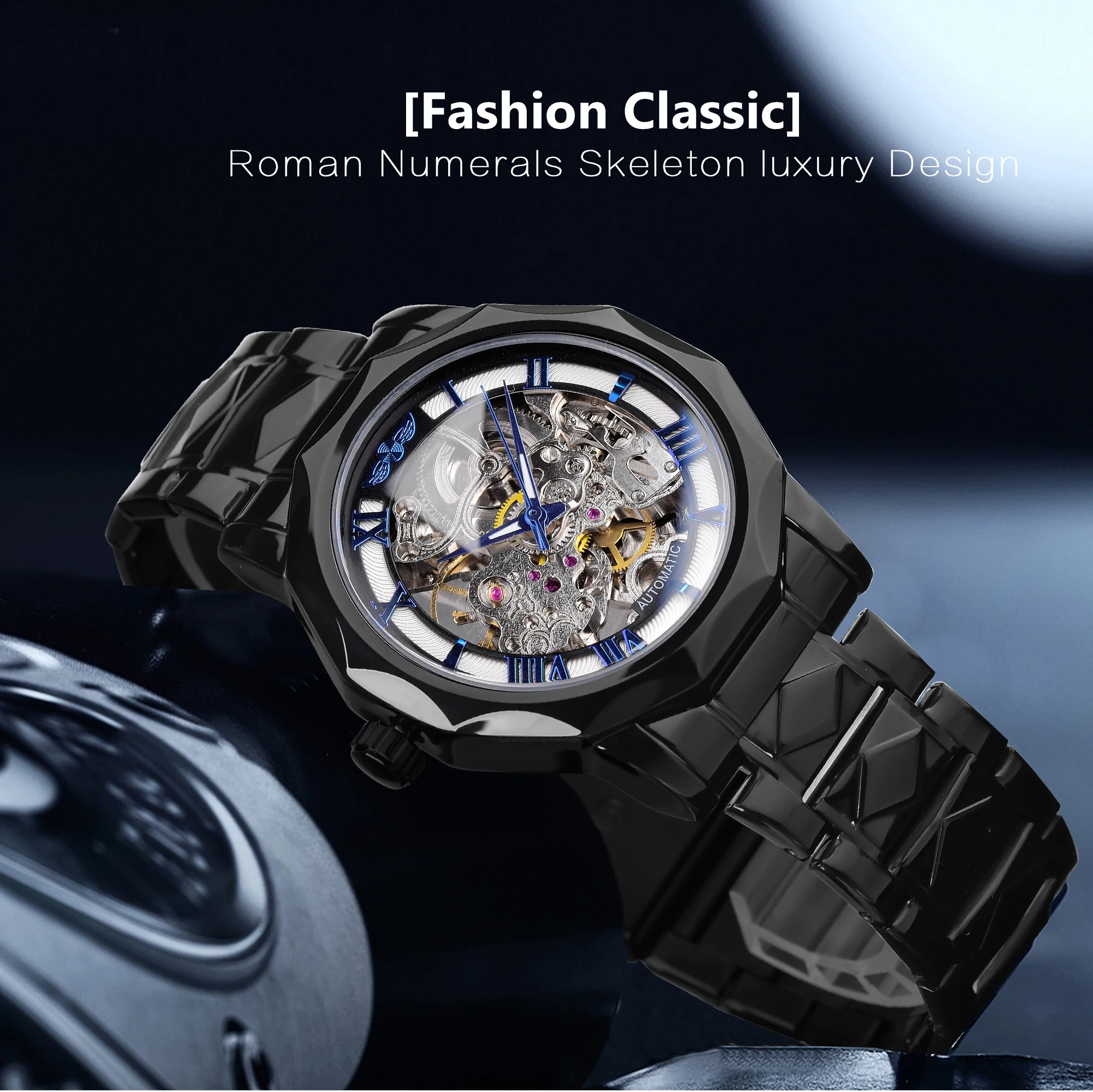 Winner Brand Roman Numerals Mechanical Luxury Men's Watch Full Automatic  Skeleton Watch Hollow For Male - Buy Mechanical Watch Stainless