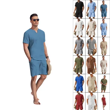 Mens Shorts Suit 2 Piece - Casual Summer Short Sleeve Sweatshirt Men's Hawaii Beachwear