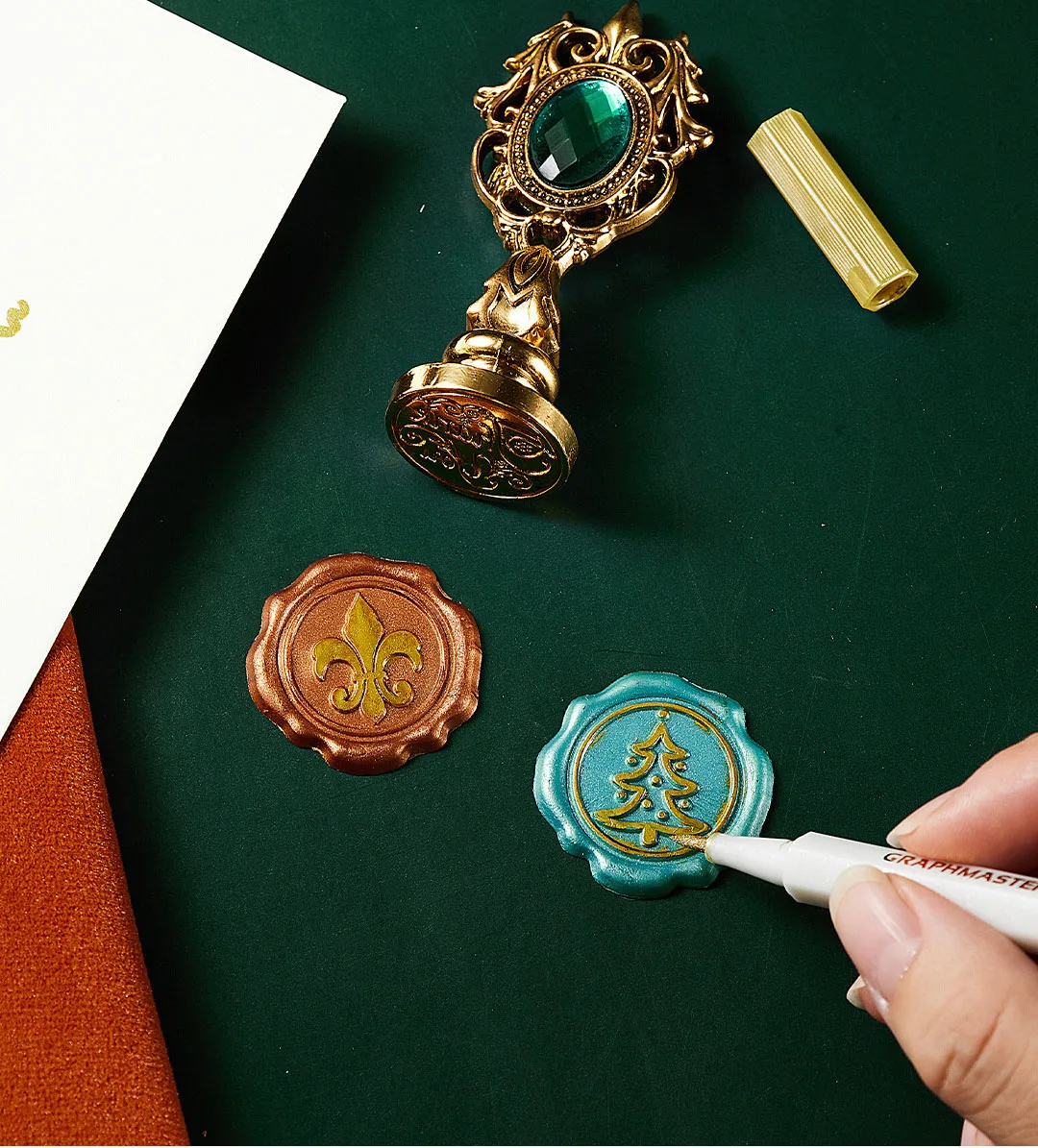 Bview Art Metal Handle Stamp Seal Wax Kit Contains Spoon Wax Bead