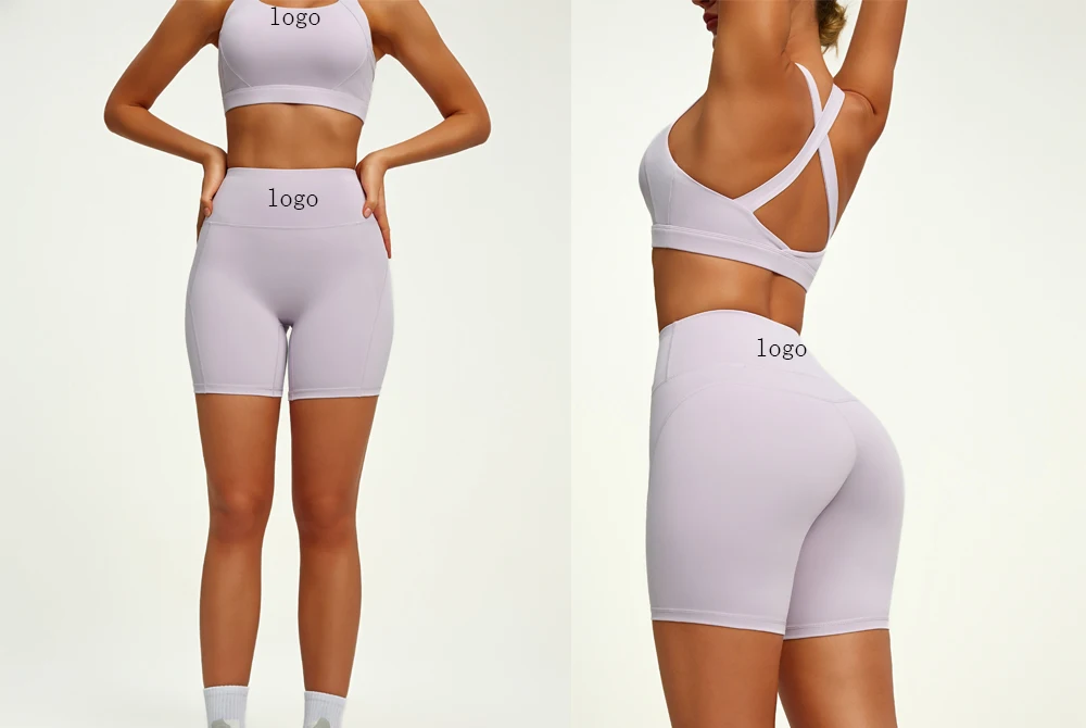 Wholesale Custom Logo 2 PCS Tummy Control Sportswear Set Seamless Cross Back Yoga Tops Sports Yoga Pants for Women
