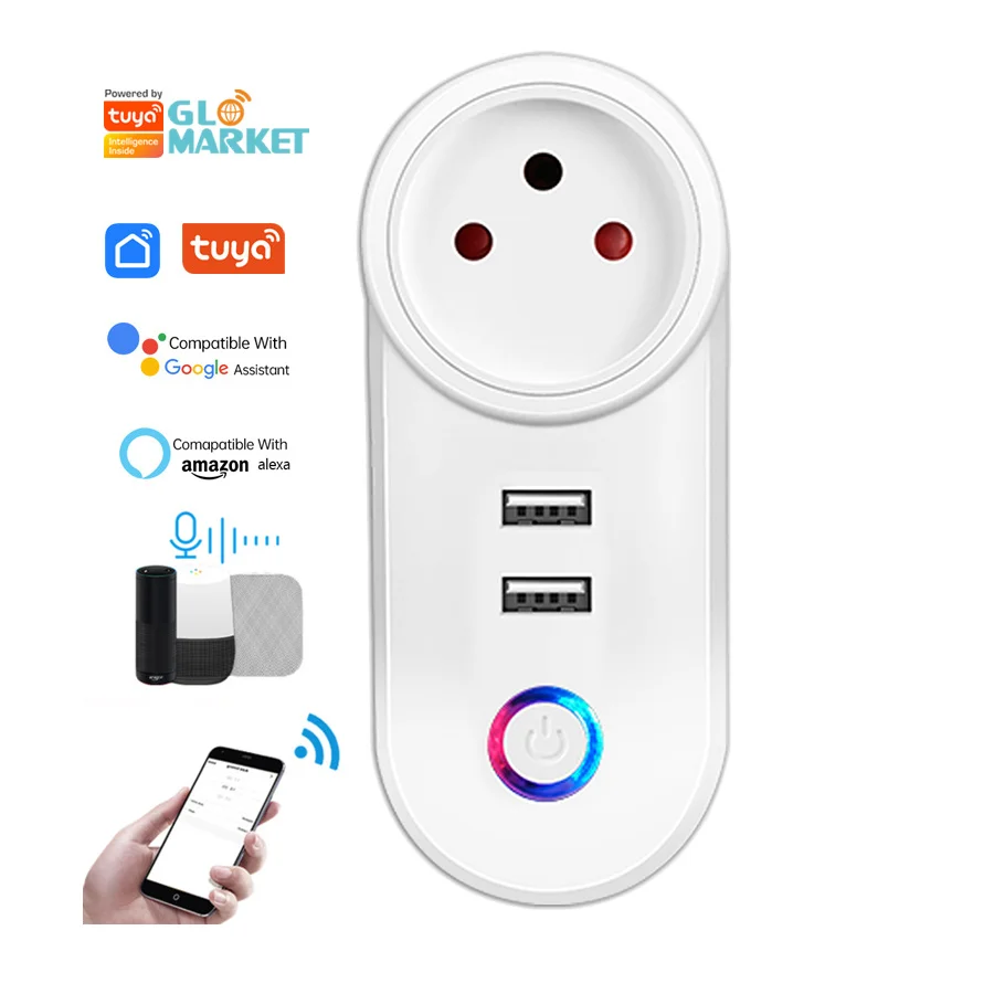 Glomarket Tuya Smart Home Life Israel WiFi Smart Plug with Dual