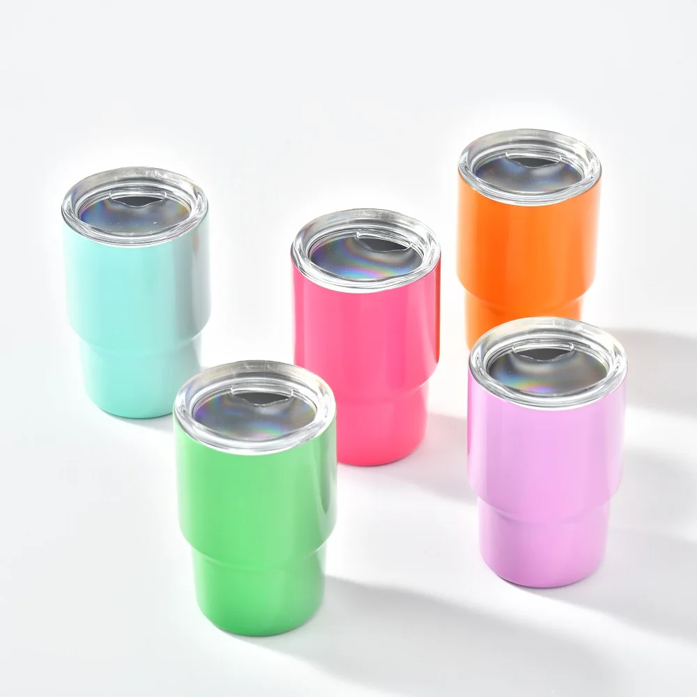 New 2oz 3oz Mini Tumbler Sublimation Shot Glass With Lid Metal Tumbler With Straw Lid Usa Hot