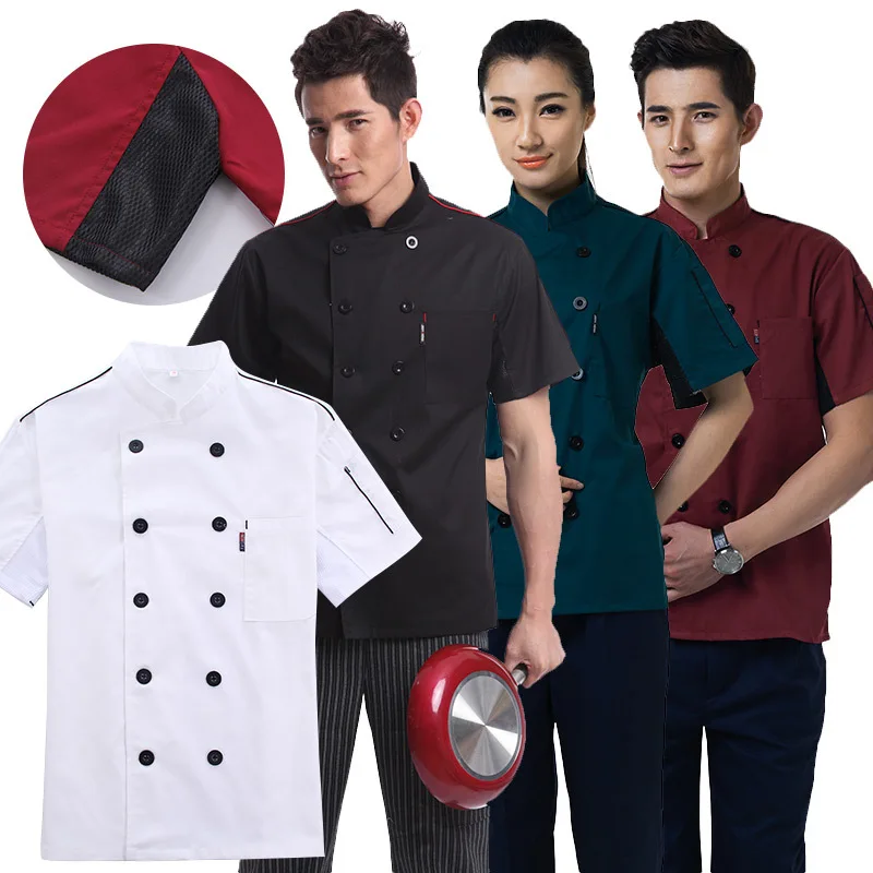 Cheap White Black Uniform Chef Coat With Pocket Chef Jacket Uniform