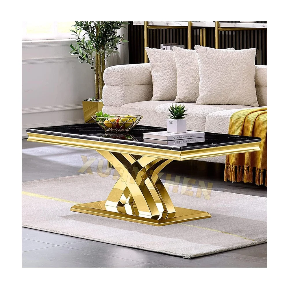Living Room Furniture Rectangular Smart Tea Center Table Metal Nordic Gold Luxury Modern Marble Coffee Table for Sale