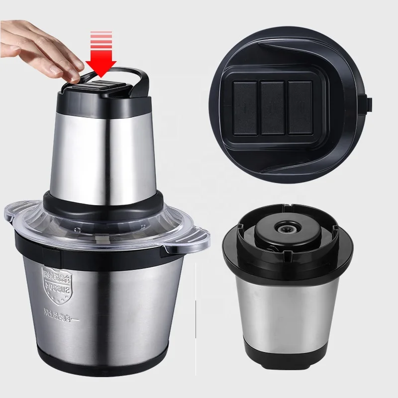 2022 Household Electric Meat Mincer Grinder with Cutter Lid Cheap Good Quality 4L 5L 6L Food Chopper USB Manual Power Source