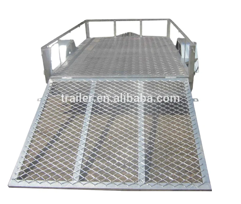 Hot Dip Galvanized 5 x 8 ATV Trailer With Checker Plate Floor And Mesh Ramp