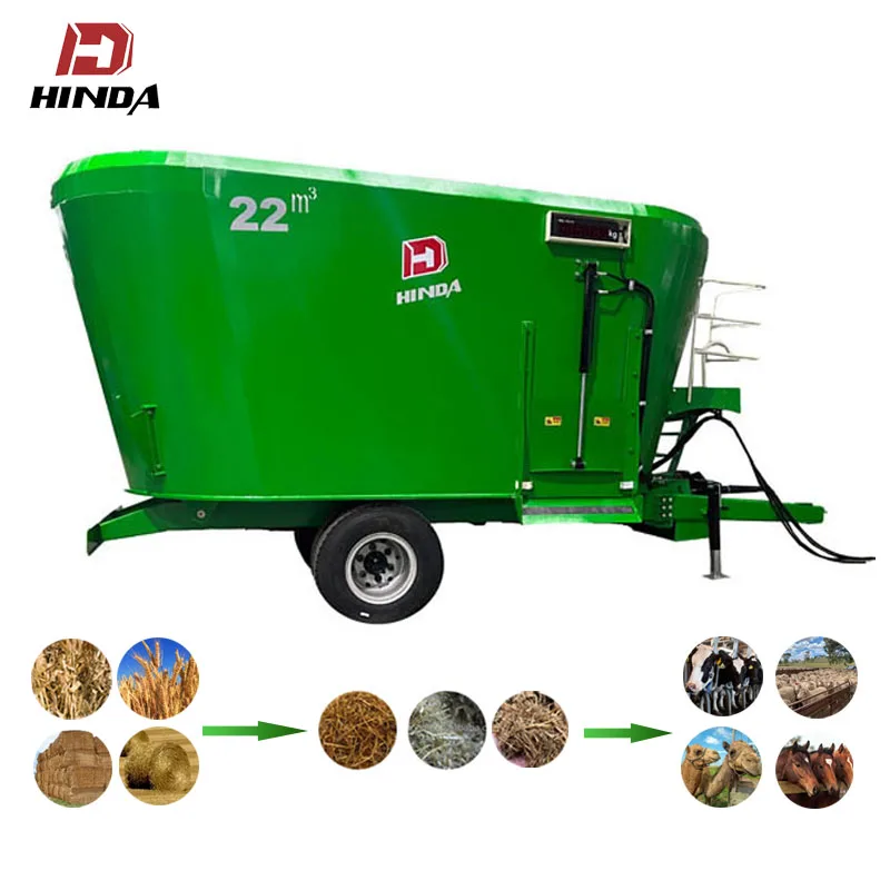 HINDA Factory Price Tractor Type Cattle Feed Mixer Dairy Farm Equipment TMR Feed Mixer